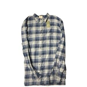 Mutual Weave Blue White Plaid Button-Up Shirt | Size 3XLT